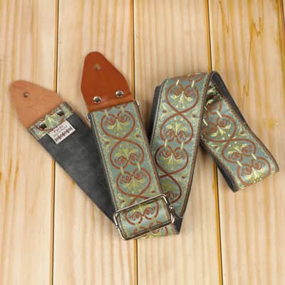2'5 Inch wide retro Pardo guitar strap model Grey Zeleste Backing Suede image 3