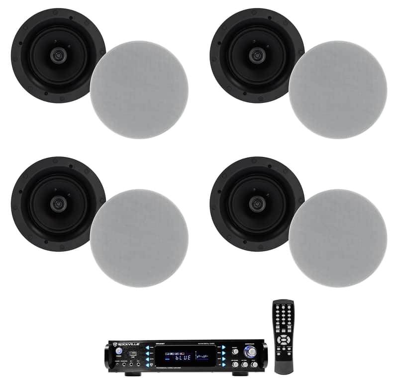 (8) Rockville ELITE C616 6.5" Ceiling Speakers+Home Theater Bluetooth Amplifier image 1