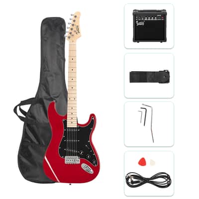 Glarry GST Electric Guitar Red w/ 20W Amplifier image 1