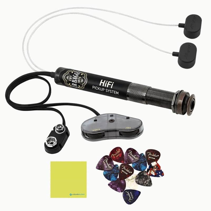 LR Baggs HiFi Acoustic Guitar Pickup System - High-Fidelity Bridge Plate Bundle with 12x Guitar Picks and Liquid Audio Instrument Polishing Cloth image 1