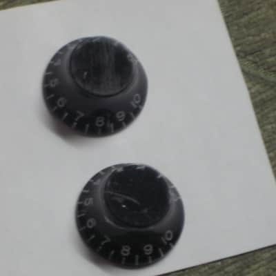 one pair (2 individual knobs) used relic'd genuine Gibson Black TOP HAT Knobs (model PRHK-010) knobs have some visible imperfections from use (the other two knobs from the from the PRHK-010 set are NOT included) image 6