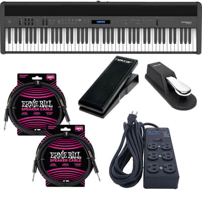 Roland FP-60X Portable Digital Piano (Black), Sustain Pedal, Nektar NX-P, (2) ErnieBall Cables, Furman SS6B Bundle