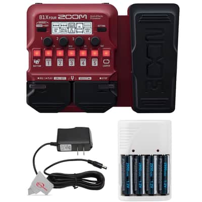 Zoom B1X Four Bass Multi-Effects Processor with Expression Pedal + Pig Hog PP9V Pig Power 9V DC Power Supply + Rechargeable Battery and Charger image 1