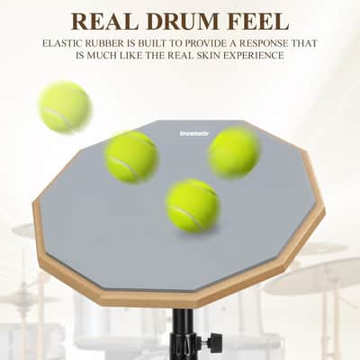 12-Inch Drum Practice Pad with Snare Drum Stand – Adjustable Percussion Training Kit image 2