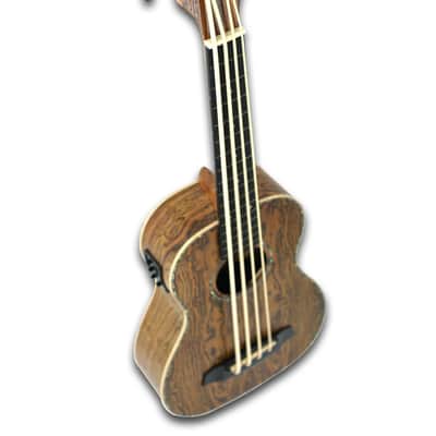 30" Fretless Electric Acoustic Ukulele Bass, Butterfly wood Body Built-In Tuner image 8