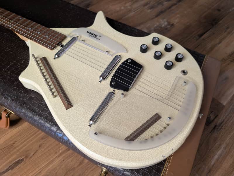 Jerry Jones Electric Sitar Guitar Harder To Find Gator White Crackle W/OHSC CLEAN! USA image 1