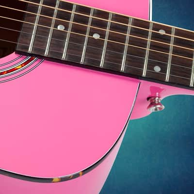 3/4 Size Acoustic Guitar Bundle for Beginners, 6 String Beginner Solid Spruce Top Acoustic Guitar With Rosewood FIngerboard, 36 inch, Pink image 2
