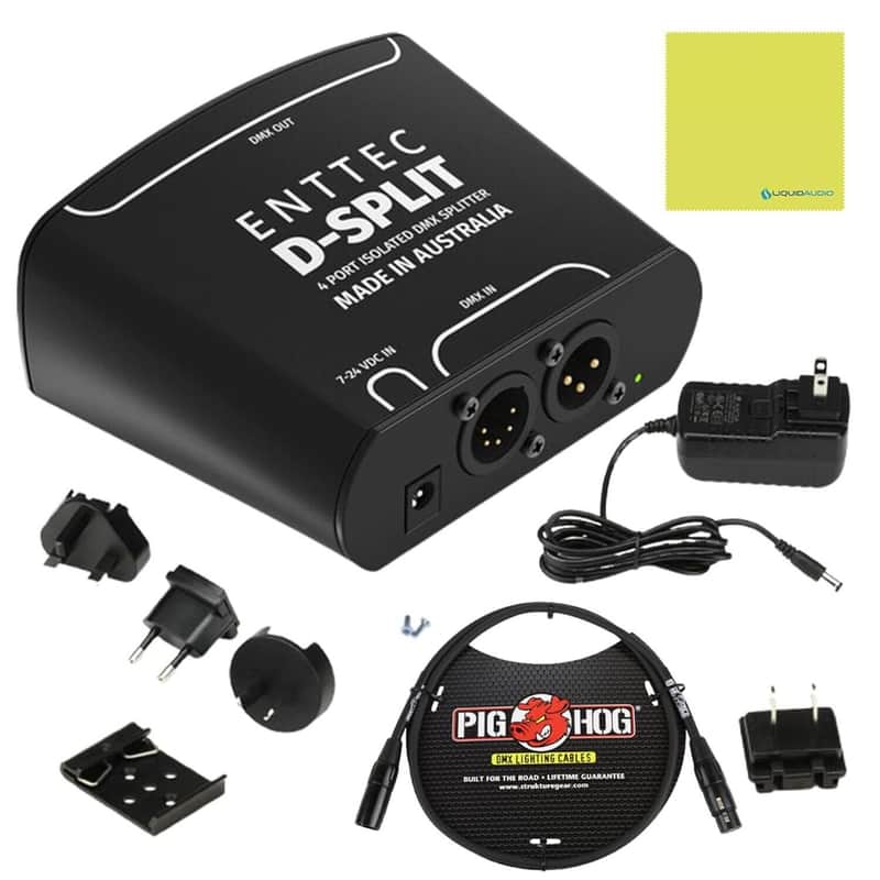 Enttec 70578 D-Split DMX 4 Port Isolated Splitter/Isolator (3/5-Pin) Bundle w... image 1