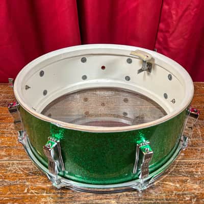 1960s Ludwig 5x14 No. 908P Jazz Festival Snare Drum Green Sparkle image 16