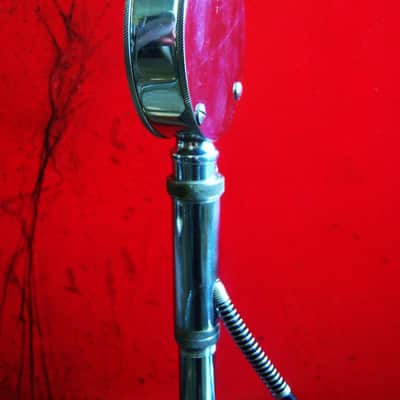 Vintage RARER 1940's Astatic D-104 crystal "Lollipop" microphone Chrome w adapter & period Atlas DS-5 desk stand PROP DISPLAY # 2 image 8