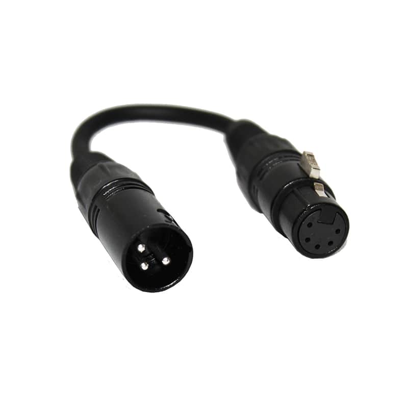 ProX XC-DMX3M5F 6" Male XLR-3 to Female XLR-5 DMX Cable Adapter image 1