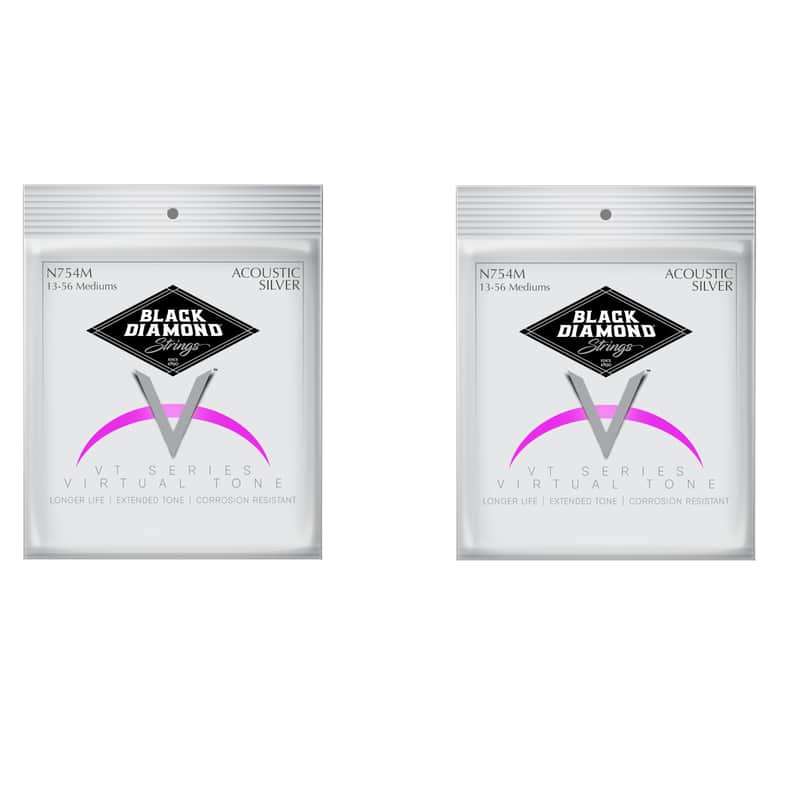 Black Diamond Guitar Strings 2-Packs Acoustic Medium Silver Plated N754M 13-56 image 1