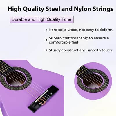 ADM Beginner Acoustic Classical Guitar 30 Inch Nylon Strings Wooden Guitar Bundle Kit for Kid Boy Girl Student Youth Guitarra Online Lessons with Gig Bag image 5