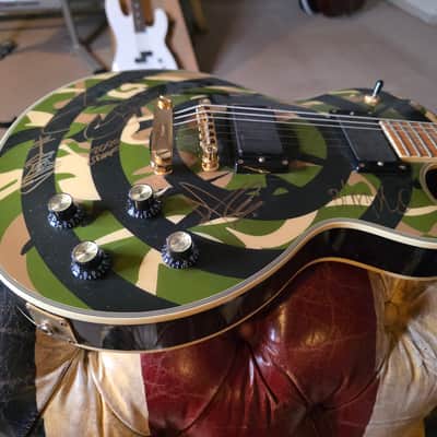 Zakk Wylde Les Paul Custom Camo Bullsye 50th Anniversary Black Sabbath Artist Signed Guitar image 16