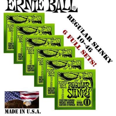 Immagine *6 SETS ERNIE BALL 2221 REGULAR SLINKY ELECTRIC GUITAR STRINGS 10-46 (2x3 PACK)* - 1