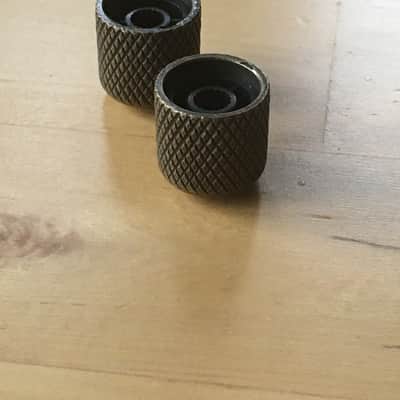 Two Custom Bronze Aged Brass Gold Relic Knobs for Fender Tele P Bass Split Shaft Telecaster Pair image 4