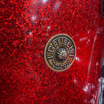 Vintage 60's Gretsch Round Badge 3-Piece 13/16/20 Drum Kit Set in Red Sparkle with Cases (Rm4) image 5