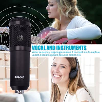 Live Audio BM-800 All Black Series Set Equipment Condenser Microphone Set with Accessories as Shown image 13