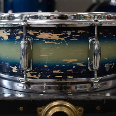 1960s Slingerland 5x14 Duco Blue & Silver Student Model Radio King Snare Drum image 4