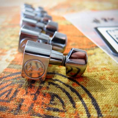 Vintage Fender Guitar Tuners (6) on a side Deluxe Model 1972-1982 - Chrome with Chrome Button image 8