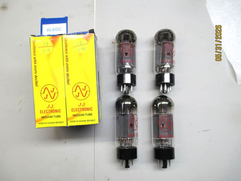JJ Electronic 6L6GC Power Tube Apex Matched Quad 2010s - Clear Glass / Black Base image 1