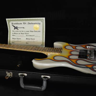 Wayne  Rock Legend 2017 White Custom Flame Graphics, w/Wayne Charvel Custom shop book. Video Demo image 2