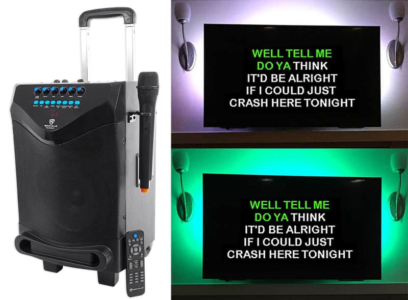 Rockville 8" Portable Bluetooth Karaoke Machine/System w/ Wireless Mic+LED Strip image 1
