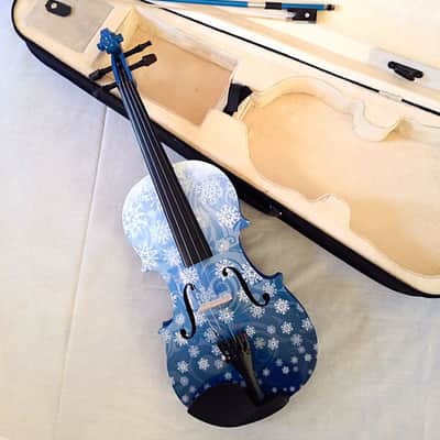 Snowflake White Glitter Violin Outfit - 4/4 / Pearl fine tuners / Crystal detail image 2