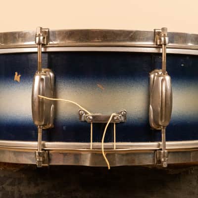 1950s Slingerland 5x14 Blue and Silver Duco Student Radio King Snare Drum image 6