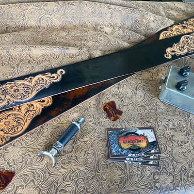 Custom Tooled Leather Sheridan Style Floral Guitar Strap 2.5" SuedeSkinTools image 5