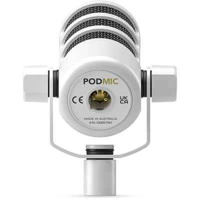 Rode PodMic (White) Cardioid Dynamic Broadcast Microphone with WS14 PodMic Pop Filter - Black image 5