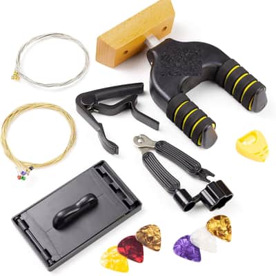 Guitar Accessories Super-kit with Hanger, Capo, Electric & Acoustic Strings, Tuner Multi-Tool, Plectrums & Pick Holder image 1