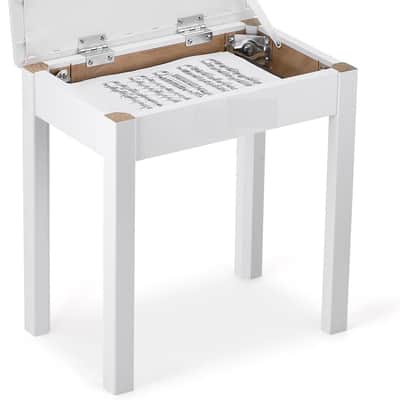 Piano Bench Keyboard Bench with Padded Cushion Compartment for Music Books Vanity Stool Wooden Table Stool Dressing Piano Chair Seat Single with Storage White image 1