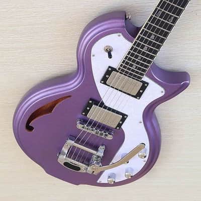 Metallic Purple Custom Handmade Electric Guitar, Okoume Wood Body, Maple Neck, Rosewood 24 Frets Fingerboard