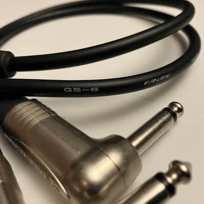 Pair (2x) of 18" (1.5 ft) Instrument / Pedalboard Patch Cables - Canare GS-6 w/  Neutrik 1/4" TS Right Angle (NP2RX) Nickel Plugs - Compare to Mogami image 2