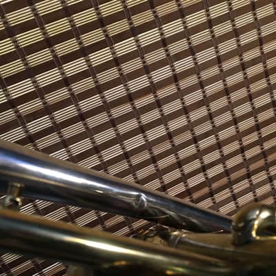 BLOW OUT DEAL KING SILVERTONE CORNET 1949 STEARLING SILVER MARKED  GREAT valves LOVELY GREAT YR. PLAYER need some attention image 21