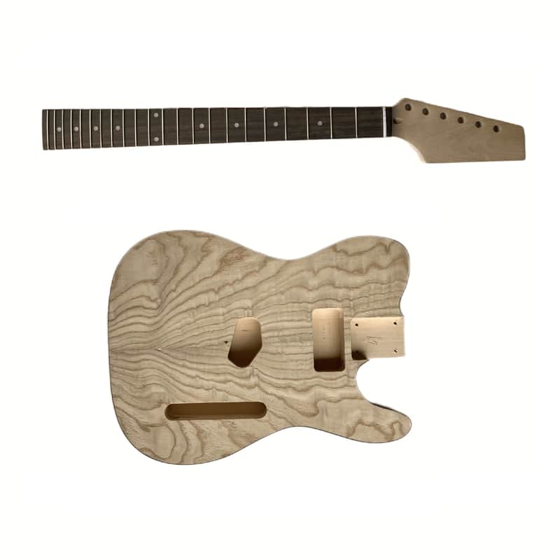 Guitar Alley TC Style DIY Guitar Kit. Basswood body with Burl Ash veneer, Maple neck, Rosewood fretboard and paddle headstock image 1