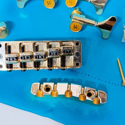 1995 Warwick 5 String Bass Hardware Kit / Set - Bridge, Tuners, Knobs - Gold Custom 3 Knob // LISTING SET #2 image 5