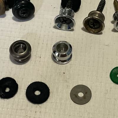Lot of Various Brand Electric Guitar Strap Buttons Black, Chrome ++ image 2