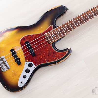 1966 Fender Jazz Bass Sunburst Padauk Fretboard Binding + Dots w/ Case image 1