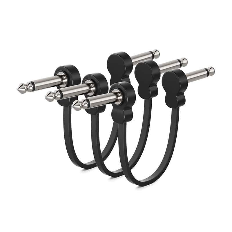 3 Pack Guitar Patch Cables, Premium 5 Inch Right-Angle 1/4" TS Pedal Board Cable, Oxygen-Free Copper & Dual Shielding for Ultra Low Noise, Space Saving Flat Design Guitar Pedal Accessories image 1