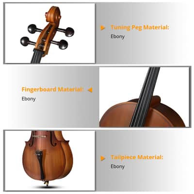 🎅🎄 For Pros and Beginners! Natural Finish Cello +Case/Bag +Bow +Wax image 7