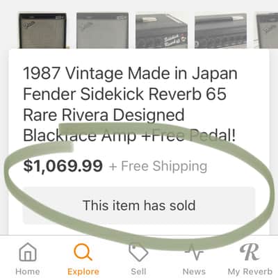 Vintage Fender Musical Instruments Sidekick Reverb 65 MIJ 1985 Blackface Guitar Amp Rivera Era Japan image 6
