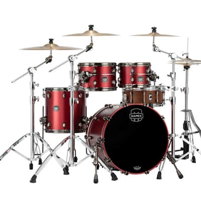 Mapex Saturn Evolution Fusion 4-Piece Shell Pack (No Snare) - Tuscan Red (SE504XMBPA) image 2