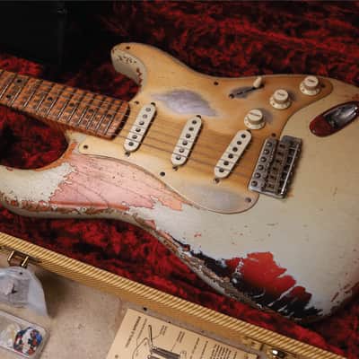 Fender Custom Shop Masterbuilt 1958 Stratocaster Heavy Relic 2020 - Heavily Aged Pale Sonic Blue Over Choc Faded 3-Tone Sunburst (Heavy Relic) image 2