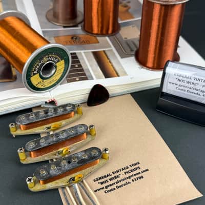 GVT “ NOS Wire “ Handwound Pickups for Stratocaster ®️ Original Pre CBS  1955 Magnet Wire Ltd. Ed. Anaconda Heavy formvar 1964. image 6