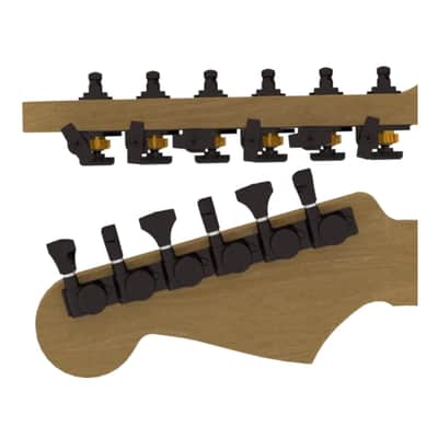 Hipshot 6K1GLOB Guitar Tuner Upgrade Kit 6-Inline Open Gear Black