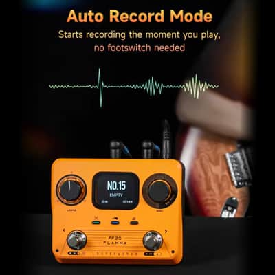 FLAMMA FF20 Looper Pedal Drum Machine Drum Looper Guitar Pedal with Screen 300 Min Recording 220 Drum Grooves 100 Loop Slots Time Stretch Auto Record USB & Headphone Out for Guitar and Bass Orange image 4