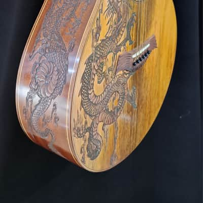 Blueberry NEW IN STOCK Handmade Acoustic Guitar Double Cutaway Dragon with Mango Wood image 8