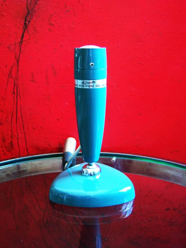Vintage 1960's Lafayette PA-104 dynamic microphone w stand & cable Calrad Lafayette prop display # 1 image 1